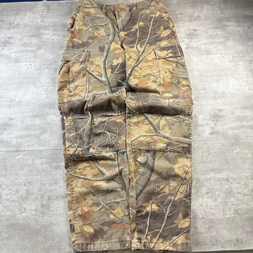 Cabelas Cargo Pants Mens 32x32 Khaki Excellent Vintage 90s Baggy Faded Camo